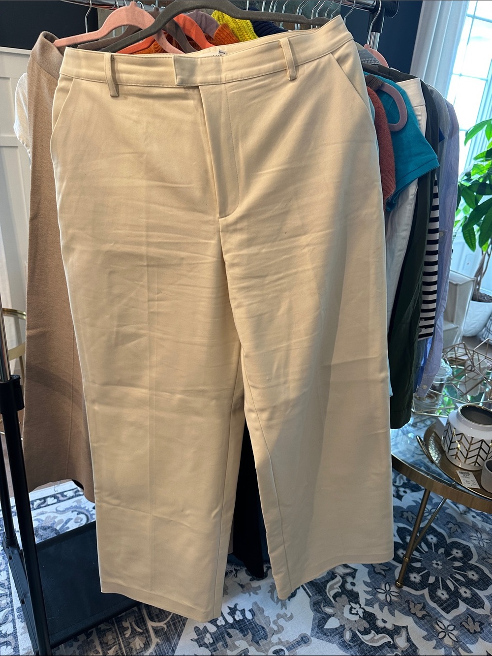 Good American Cream wide leg Dress Pants